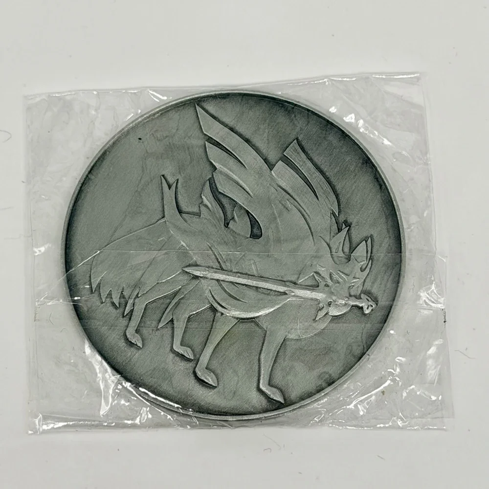 Pokemon Zacian Zamazenta Metal Coin Sword and Shield Collectible Silver Tone New